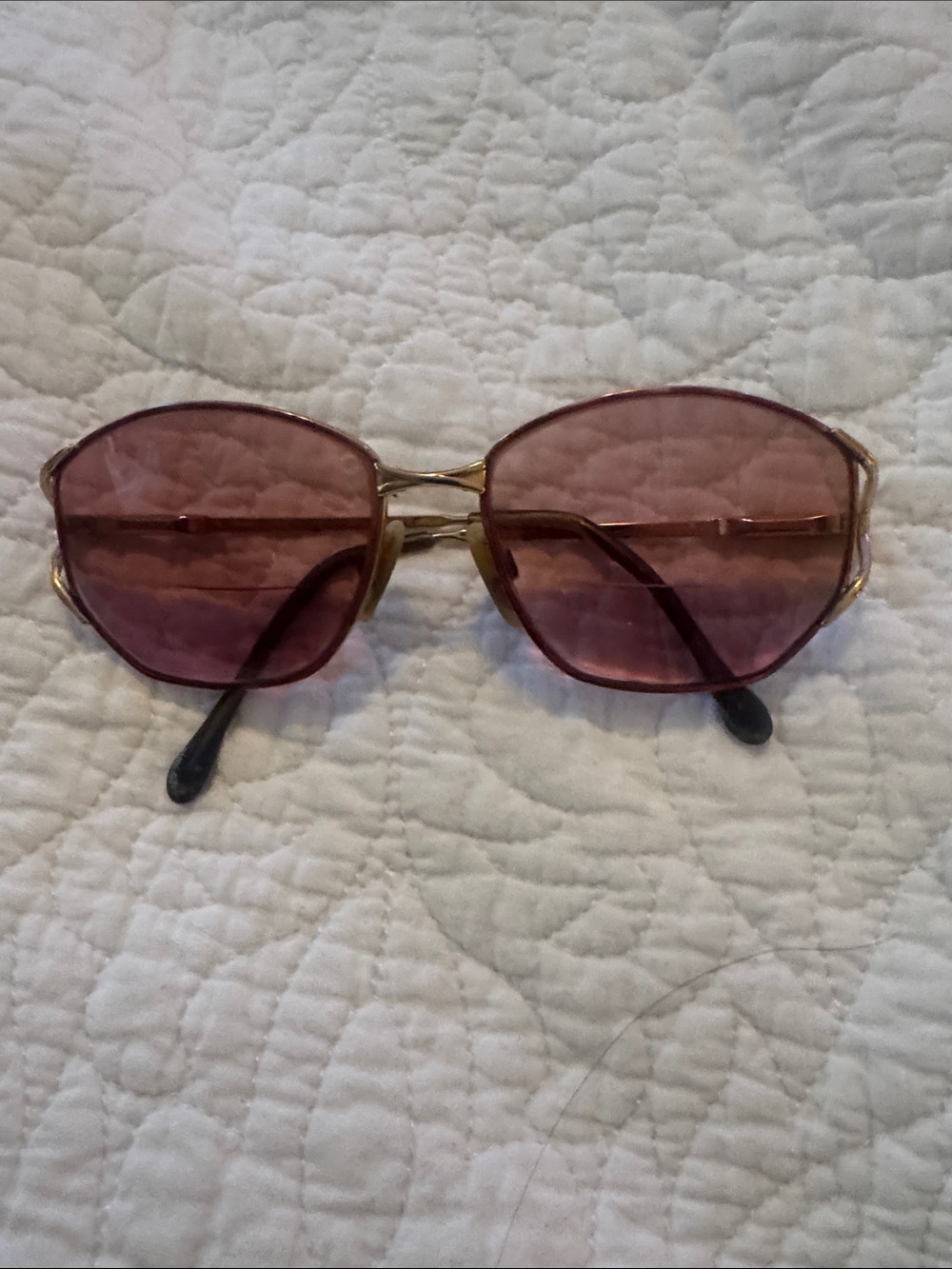 Vintage rose color prescription sunglassesGold Frame Pink Lens Women's Sunglasse